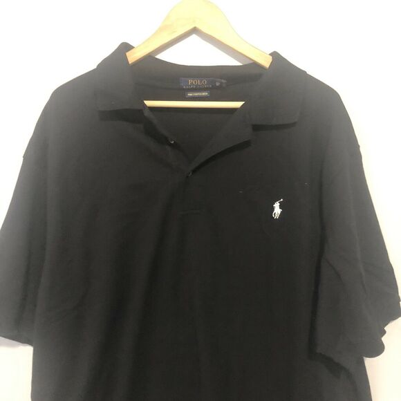 Polo Ralph Lauren Black Rugby Collared Polo Short Sleeve 1X Big pima stretch - Picture 6 of 6